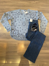 Load image into Gallery viewer, J Society - Bandana Distressed Crew Sweater - Denim