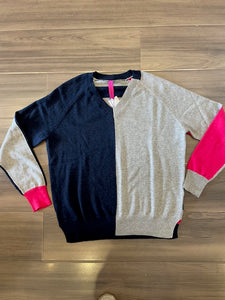Zaket & Plover Split V Neck Sweater- Denim