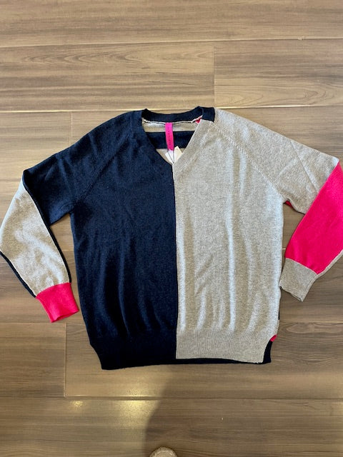 Zaket & Plover Split V Neck Sweater- Denim