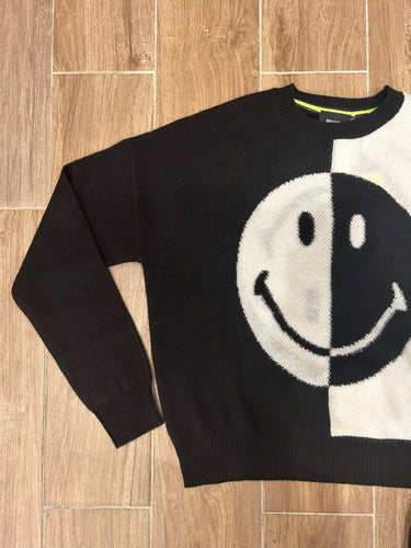 Brodie - Split Smiley Crew Sweater - Black