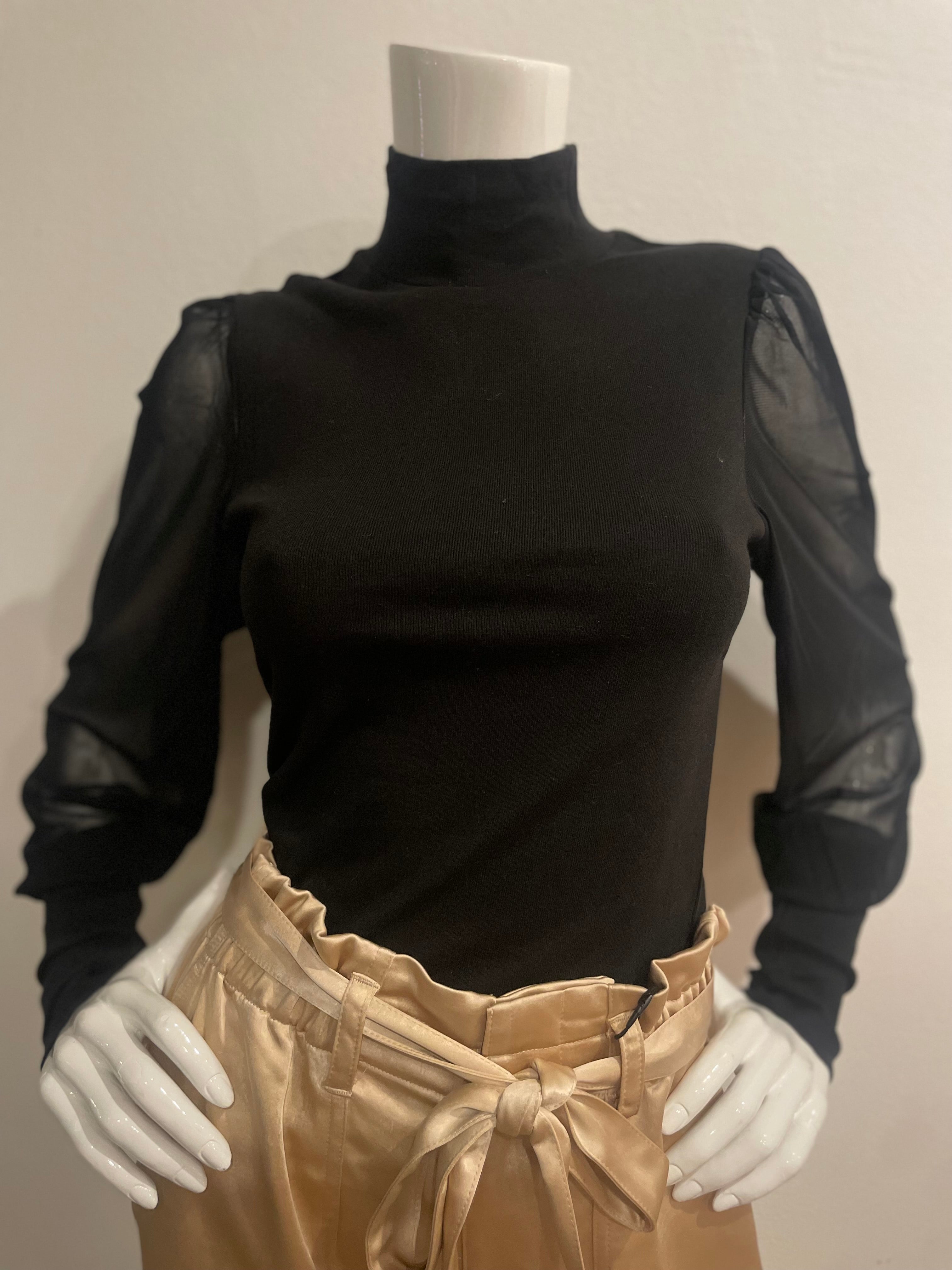 Sanctuary - On My Mind Mesh Sleeve Top - Black – CAMI