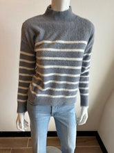 Load image into Gallery viewer, J Society - Stripe Mock Neck Sweater - Sterling