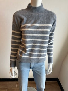 J Society - Stripe Mock Neck Sweater - Sterling