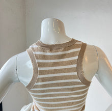 Load image into Gallery viewer, Minnie Rose - Cotton Cashmere Stripe Frayed Tank - Brown Sugar