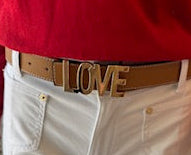 MB Styles - LOVE Belt - Tan/White
