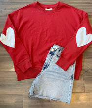Load image into Gallery viewer, Kerri Rosenthal - Ex-Boyfriend Patchwork Sweatshirt - Washed Red