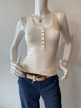 Load image into Gallery viewer, Crown Jewel - Hollywood Henley Sleeveless Tee - Pearl