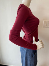 Load image into Gallery viewer, Crown Jewel - Rib Crew Long Sleeve Tee - Merlot