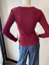 Load image into Gallery viewer, Crown Jewel - Rib Crew Long Sleeve Tee - Merlot