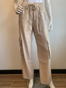 Sanctuary - Pull On Sequin Semi High Rise Cargo Pant - Frosted Almond