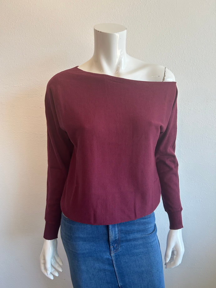 Minnie Rose - Cotton Cashmere Off Shoulder - Bordeaux