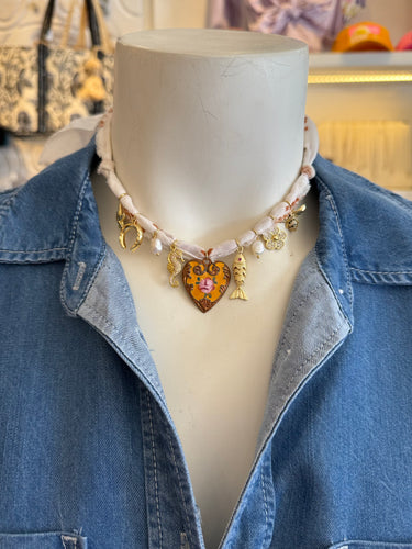 Mandriana - Vintage Bandana Necklace - White