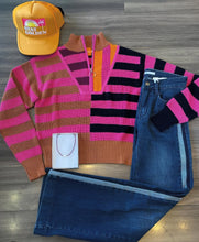 Load image into Gallery viewer, Wispr - Mixed Stripe Half Zip - Carmel
