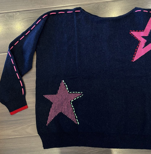 Zaket & Plover - Threaded Star Sweater - Dark Denim
