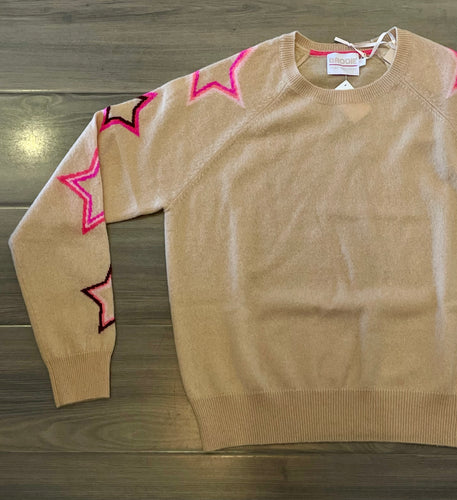 Brodie Pop Star Sleeve Crew - Soft Camel