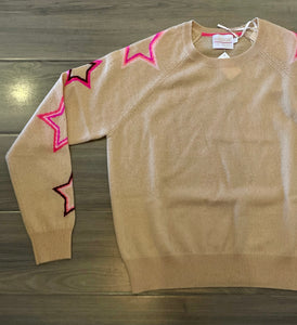 Brodie Pop Star Sleeve Crew - Soft Camel