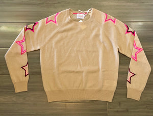 Brodie Pop Star Sleeve Crew - Soft Camel