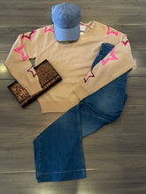 Load image into Gallery viewer, Brodie Pop Star Sleeve Crew - Soft Camel