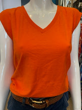 Load image into Gallery viewer, Lilla P - Rib Trim V-Neck Tee - Tangerine