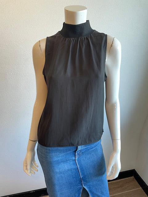Lola and Sophie Hybrid Mock Neck Sleeveless Tank Shirt - Black