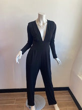 Load image into Gallery viewer, Veronica M- Long Sleeve Deep V-Neck Jumpsuit-Black