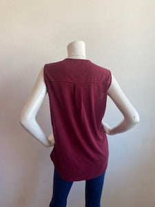 Veronica M-Sleeveless Surplice Top-Merlot