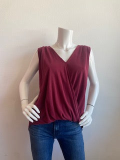 Veronica M-Sleeveless Surplice Top-Merlot