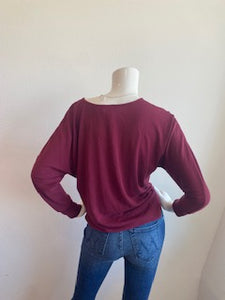 Veronica M-Doleman Tie Front Top-Burgundy