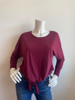 Veronica M-Doleman Tie Front Top-Burgundy