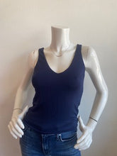 Load image into Gallery viewer, Veronica M-Jersey double Lined V-Neck Tank-Navy