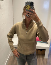 Load image into Gallery viewer, Stitches + Stripes Eva Half Zip Sweater - Oat