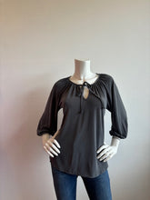 Load image into Gallery viewer, Veronica M- Cupro Split Neck Top- Charcoal