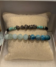Load image into Gallery viewer, Cindy Urbach - Pyrite, Aqua Terra &amp; Heshi Beads with Vintage Bead