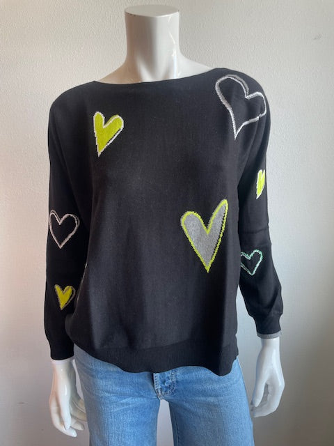 Zaket & Plover- Intarsia Hearts- Black