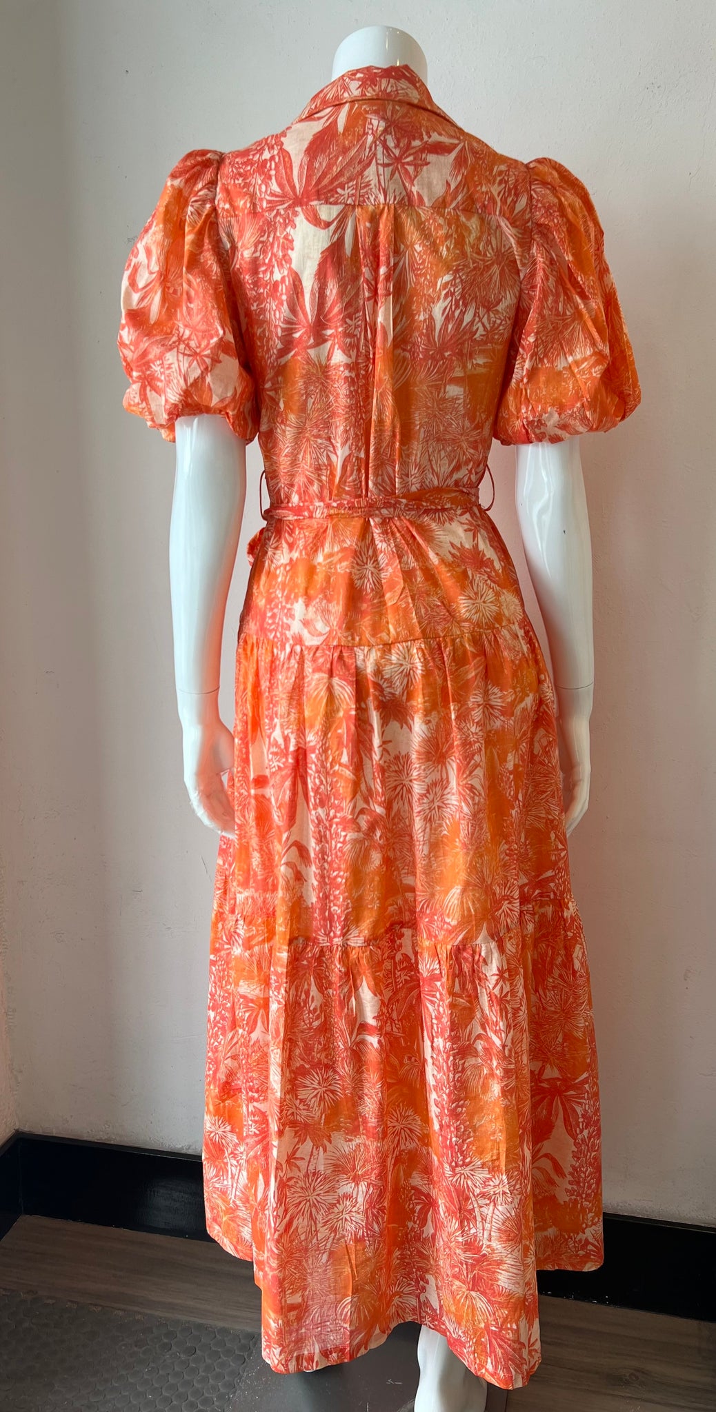 Pinch Print Button Down Maxi Dress- Orange Multi Large Pinch Print Button Down Maxi Dress- Orange Multi Large