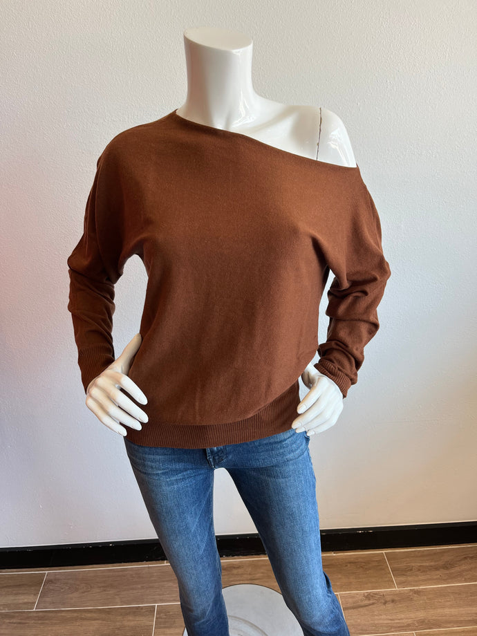 Minnie Rose - Cotton Cashmere Off Shoulder Top - Syrup