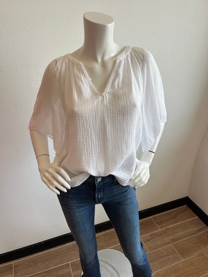 Velvet - Belle Gauze Top - White