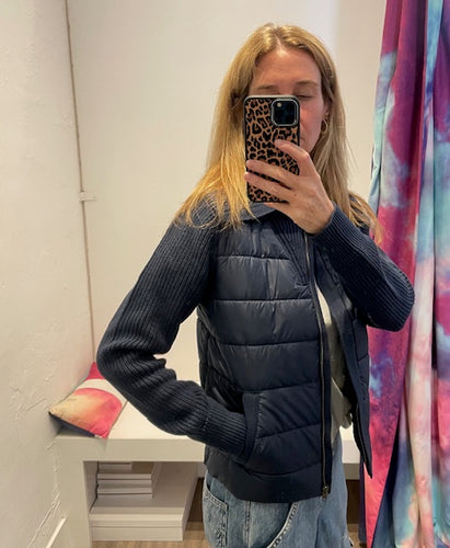 J Society Shaker Sleeve Collared Puffer Jacket - Navy