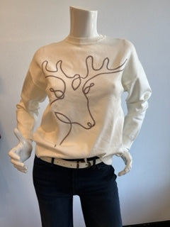 Pink Martini - Serenity Reindeer Sweater - White