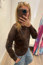 Load image into Gallery viewer, J Society - Faux Leather Star Crew - Chocolate