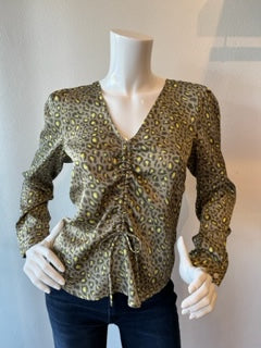 209 West 38 - Leopard Print Top (Gathered Bodice) - Sage