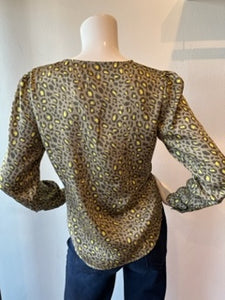 209 West 38 - Leopard Print Top (Gathered Bodice) - Sage