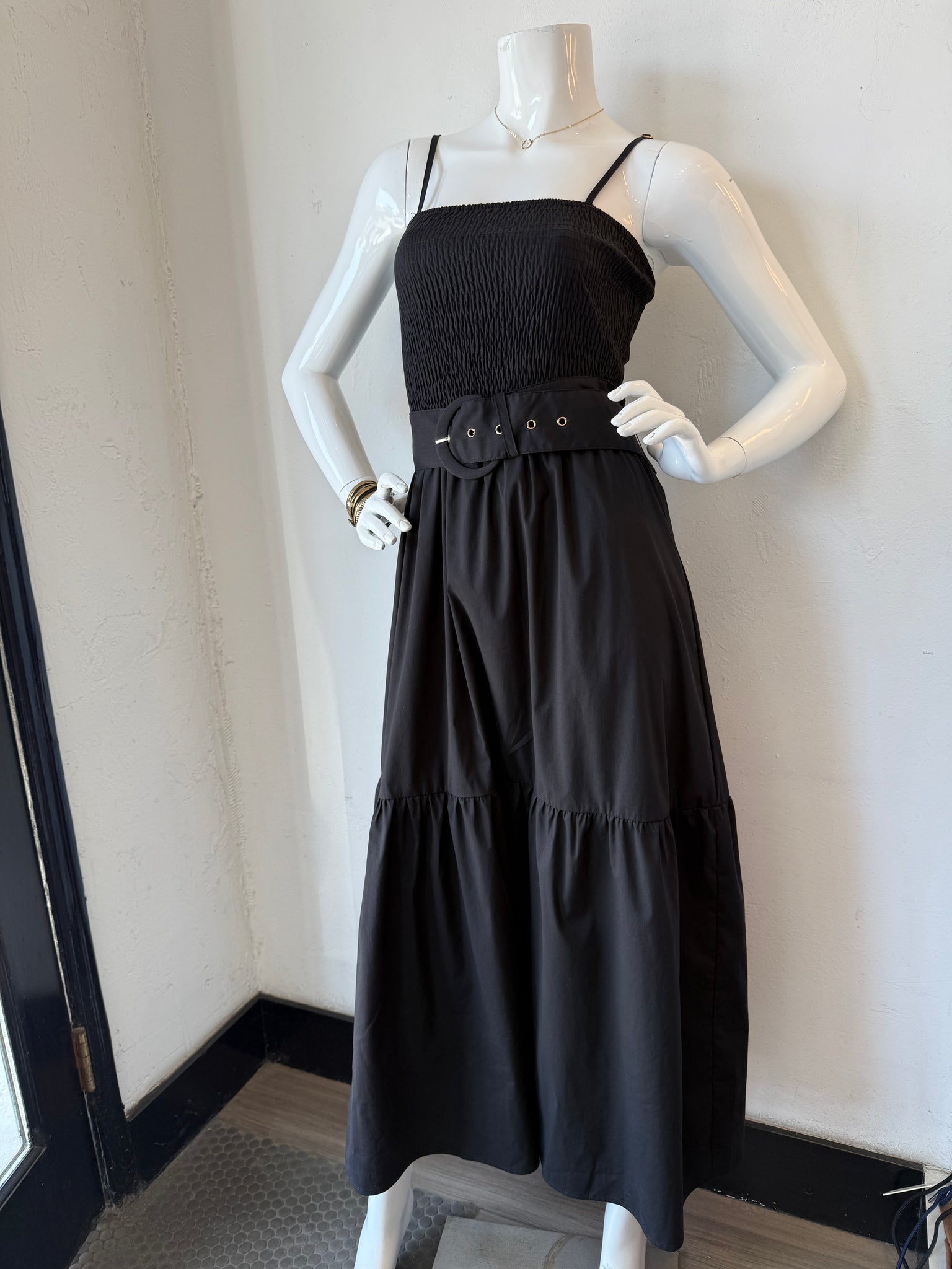 STELLA SMOCK TIERED DRESS - Black F / Small STELLA SMOCK TIERED DRESS - Black F / Small