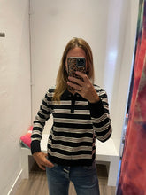 Load image into Gallery viewer, Stitches + Stripes Jodie Striped Polo Sweater