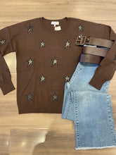 Load image into Gallery viewer, J Society - Faux Leather Star Crew - Chocolate