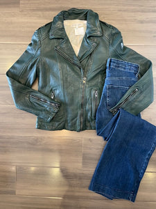 Mauritius Kyra Leather Jacket - Dark Green