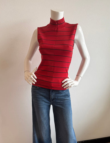 Sanctuary - Sleeveless Zip Mock - Red Energy/ Black Stripe