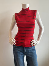 Load image into Gallery viewer, Sanctuary - Sleeveless Zip Mock - Red Energy/ Black Stripe