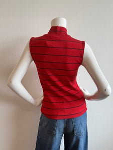 Sanctuary - Sleeveless Zip Mock - Red Energy/ Black Stripe