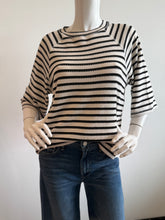 Load image into Gallery viewer, Sanctuary - Boxy Raglan Tee - Black w/ Light Oat Stripe